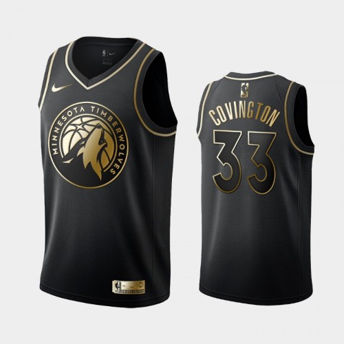 Men's Minnesota Timberwolves #33 Robert Covington Black Golden Logo Jersey