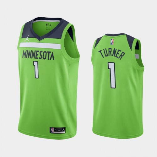 Men's Minnesota Timberwolves #1 Evan Turner 2020-21 Statement Green Jersey