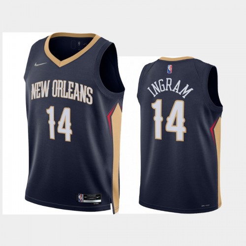 New Orleans Pelicans Brandon Ingram Men's #14 2021-22 Diamond 75th Anniversary Icon Edition Navy Jersey