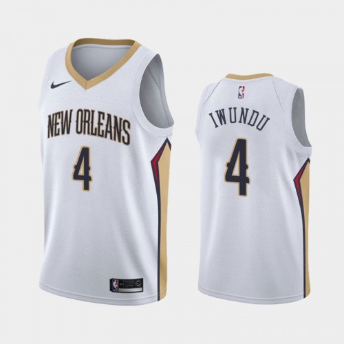 Men's New Orleans Pelicans Wes Iwundu #4 2021 Association White Jersey