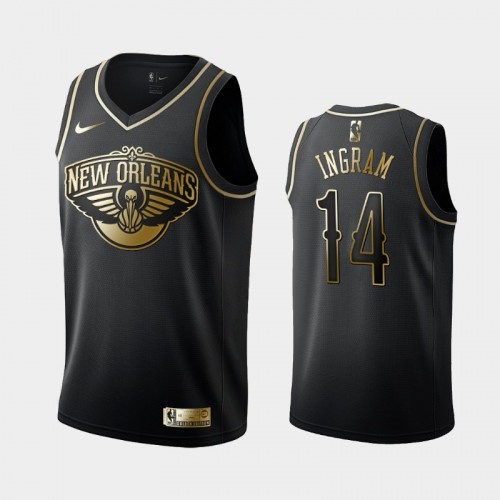 Men's New Orleans Pelicans #14 Brandon Ingram Black Golden Logo Jersey