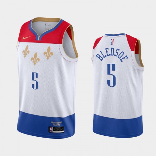 Men's New Orleans Pelicans #5 Eric Bledsoe 2020-21 City White Jersey