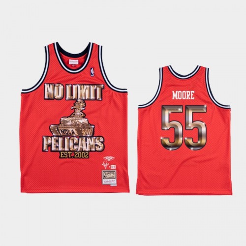 Men's New Orleans Pelicans #55 E'Twaun Moore Red NBA Remix Jersey - No Limit