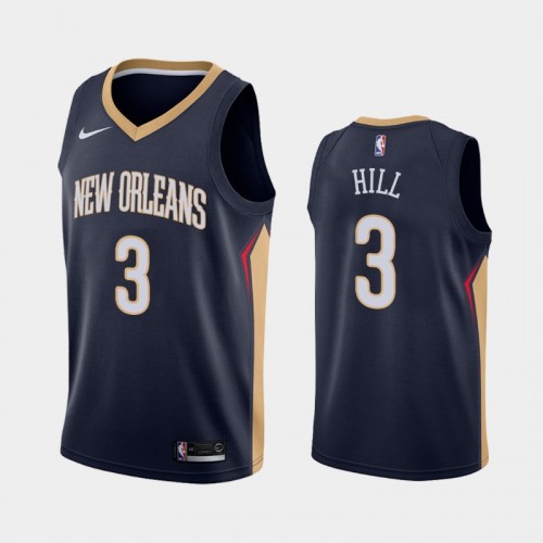 Men's New Orleans Pelicans George Hill #3 2020-21 Icon Navy Jersey