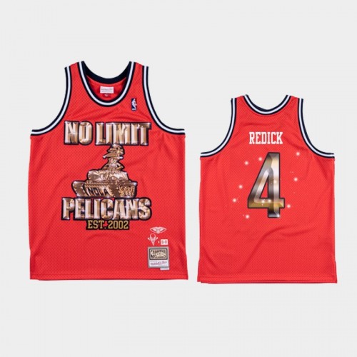 Men's New Orleans Pelicans #4 J.J. Redick Red NBA Remix Jersey - No Limit