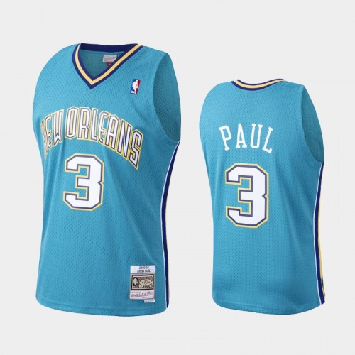 Men New Orleans Pelicans #3 Chris Paul Teal HWC Mesh Jersey - Throwback