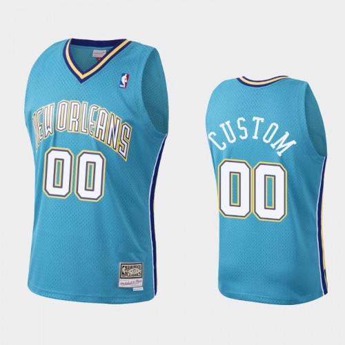 Men New Orleans Pelicans #00 Custom Teal HWC Mesh Jersey - Throwback