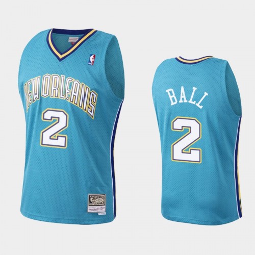 Men New Orleans Pelicans #2 Lonzo Ball Teal HWC Mesh Jersey - Throwback