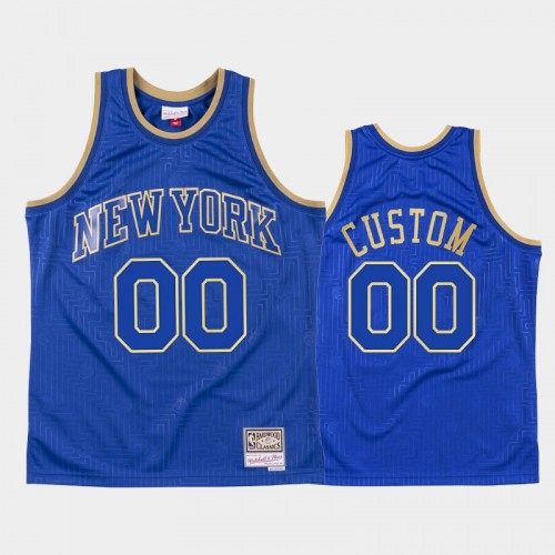 Men's New York Knicks #00 Custom Royal 2020 Chinese New Year Hardwood Classics Jersey