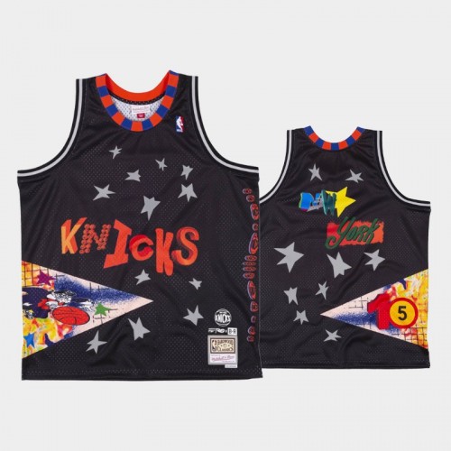 Men's New York Knicks #5 ASAP Ferg Black NBA Remix Jersey - New York