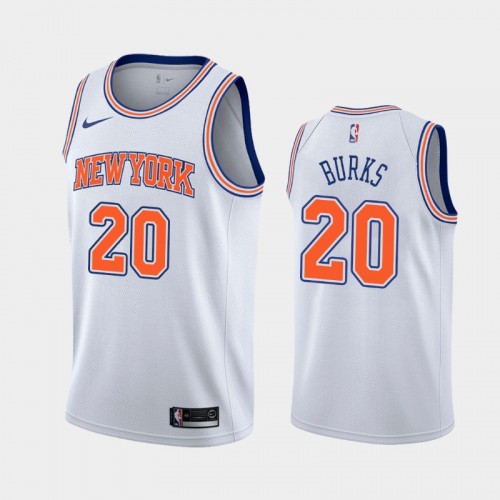Men's New York Knicks Alec Burks #20 2020-21 Association White Jersey