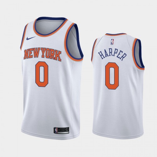 Men New York Knicks Jared Harper #0 2020-21 Association White Jersey