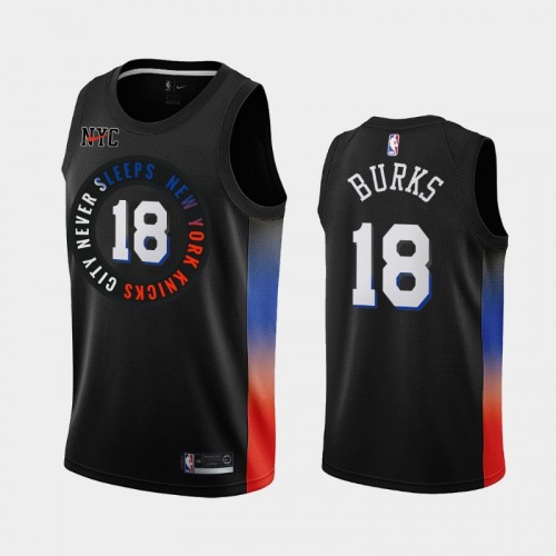 Men New York Knicks #18 Alec Burks 2020-21 City 2020 Trade Black Jersey