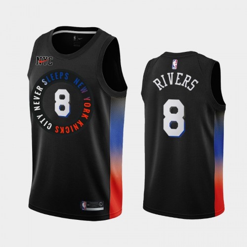 Men New York Knicks #8 Austin Rivers 2020-21 City 2020 Trade Black Jersey