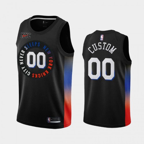 Men New York Knicks #00 Custom 2020-21 City Edition Black Jersey