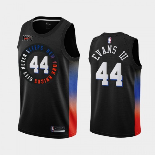 Men New York Knicks #44 Jacob Evans III 2020-21 City Black Jersey