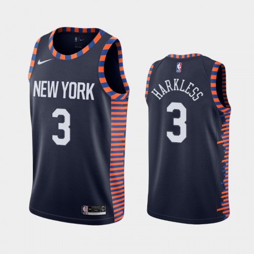 Men's New York Knicks #3 Maurice Harkless 2019-20 City Navy Jersey