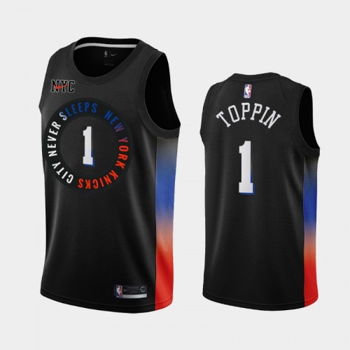 Men New York Knicks #1 Obi Toppin 2020-21 City 2020 NBA Draft Black Jersey