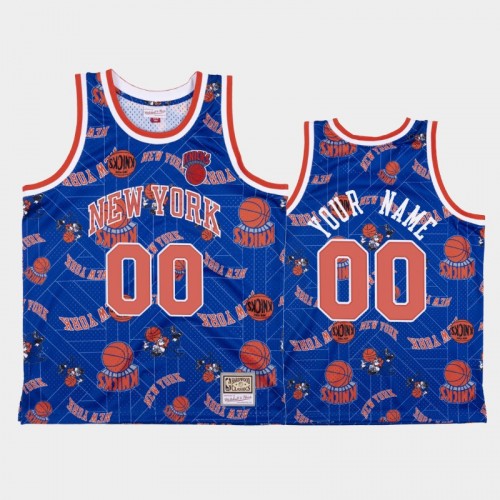 Custom New York Knicks #00 Blue Tear Up Pack Hardwood Classics Jersey