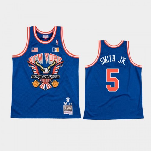 Men's New York Knicks #5 Dennis Smith Jr. Royal NBA Remix Jersey - The Diplomats