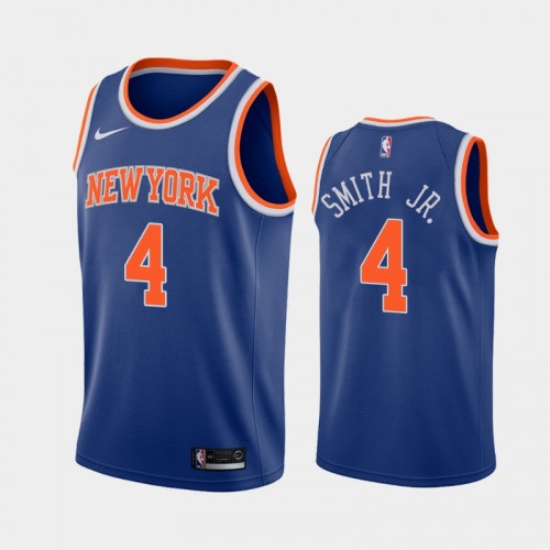 Men New York Knicks Dennis Smith Jr. #4 2020-21 Icon Blue Jersey