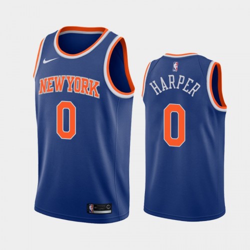 Men New York Knicks Jared Harper #0 2020-21 Icon Blue Jersey