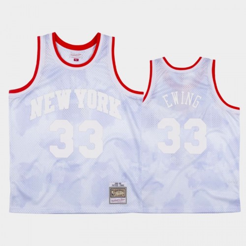 New York Knicks #33 Patrick Ewing White 1991-92 Cloudy Skies Jersey - Hardwood Classics