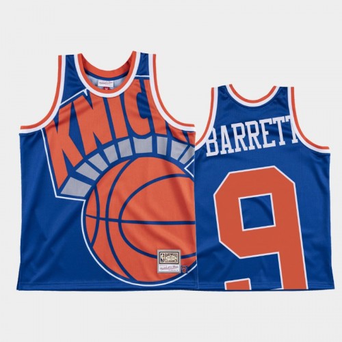 New York Knicks #9 R.J. Barrett Blue Big Face Jersey - Hardwood Classics
