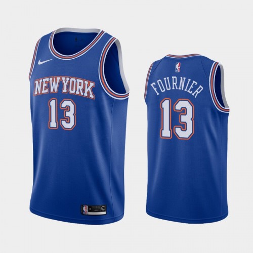 New York Knicks Evan Fournier Men #13 Statement Edition 2021 Trade Blue Jersey