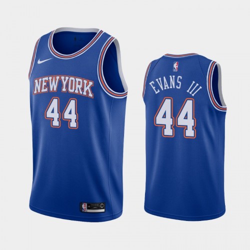 Men New York Knicks Jacob Evans III #44 2020-21 Statement Blue Jersey