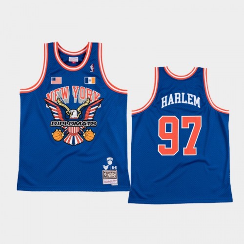 Men's New York Knicks #97 The Diplomats Royal NBA Remix Jersey - Harlem