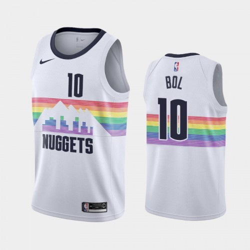 Men's Denver Nuggets #10 Bol Bol White City Jersey