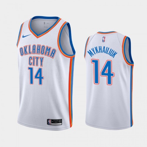 Men's OKC Thunder #14 Sviatoslav Mykhailiuk 2021 Association White Jersey