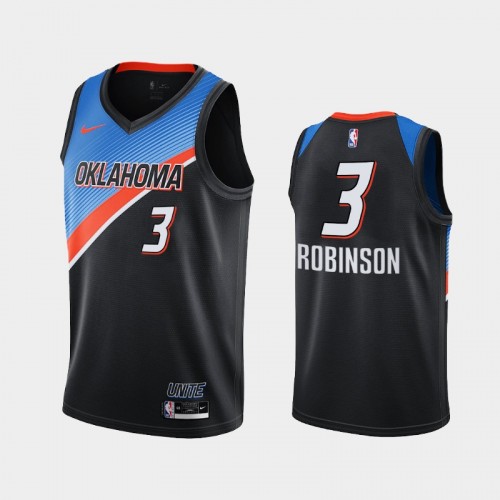 Men's OKC Thunder #3 Justin Robinson 2021 City Black Jersey