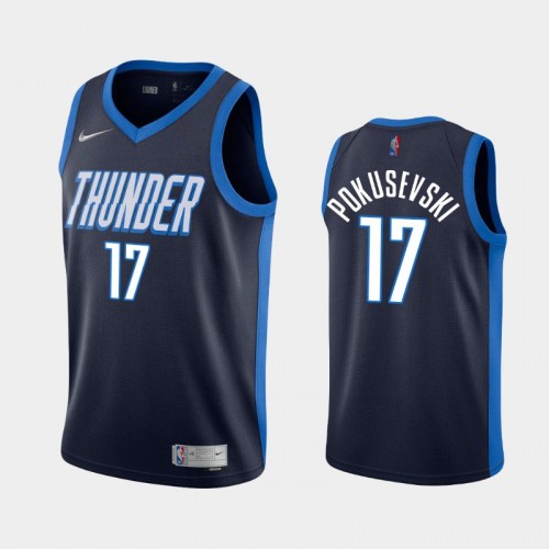 Men's OKC Thunder #17 Aleksej Pokusevski 2021 Earned Navy Jersey