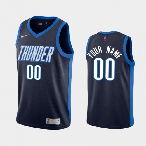 Men's OKC Thunder #00 Custom 2021 Earned Navy Jersey