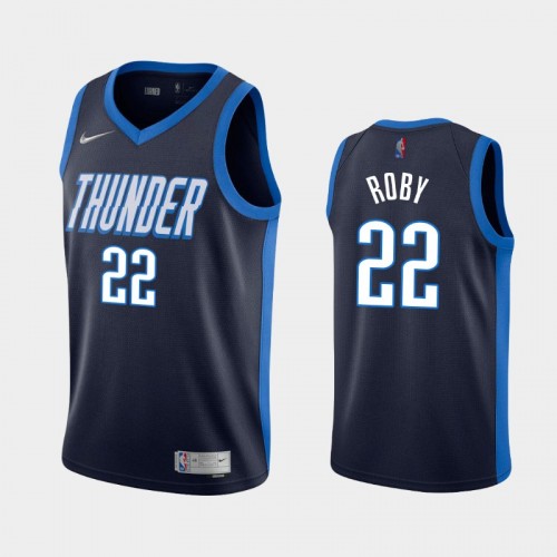 Men's OKC Thunder #22 Isaiah Injured Roby 2021 Earned Navy Jersey