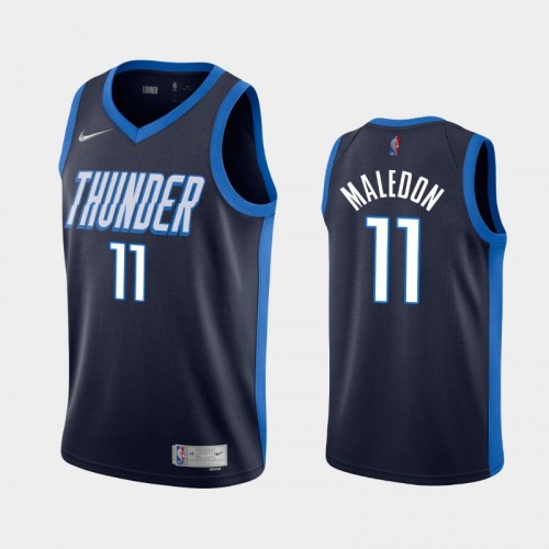 Men's OKC Thunder #11 Theo Maledon 2021 Earned Navy Jersey