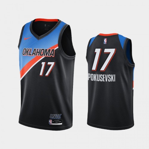 Men's Oklahoma City Thunder #17 Aleksej Pokusevski 2020-21 City Black Jersey