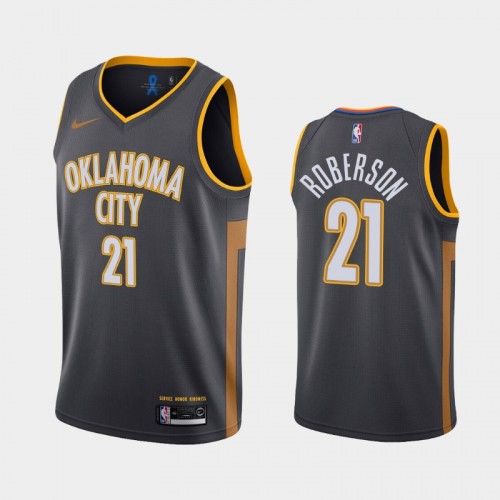 Men's Oklahoma City Thunder #21 Andre Roberson 2019-20 City Charcoal Jersey