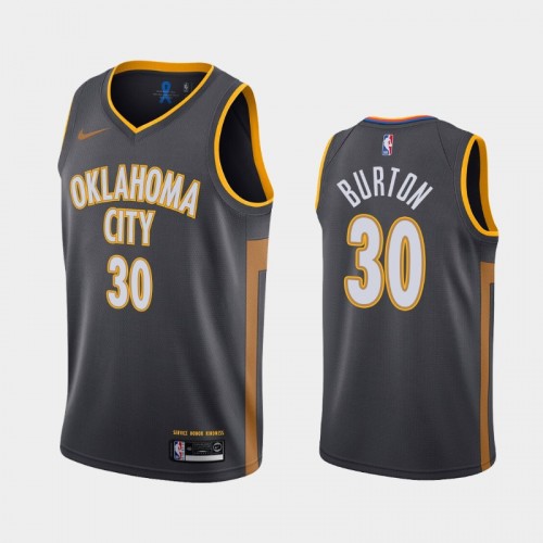 Men's Oklahoma City Thunder #30 Deonte Burton 2019-20 City Charcoal Jersey