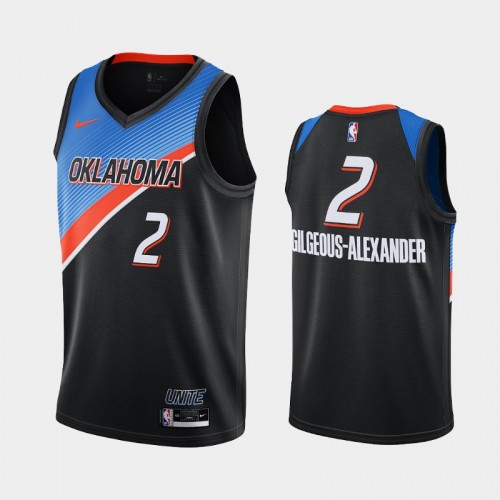 Men Oklahoma City Thunder #2 Shai Gilgeous-Alexander 2020-21 City Edition Player Black Jersey