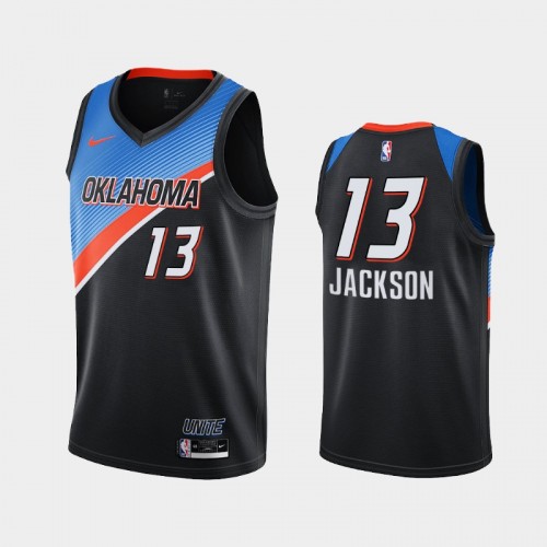 Men's Oklahoma City Thunder #13 Frank Jackson 2020-21 City Black Jersey