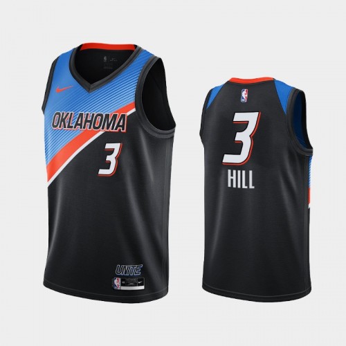 Men's Oklahoma City Thunder #3 George Hill 2020-21 City Black Jersey