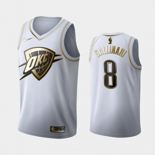 Men's Oklahoma City Thunder #8 Danilo Gallinari White Golden Edition Jersey