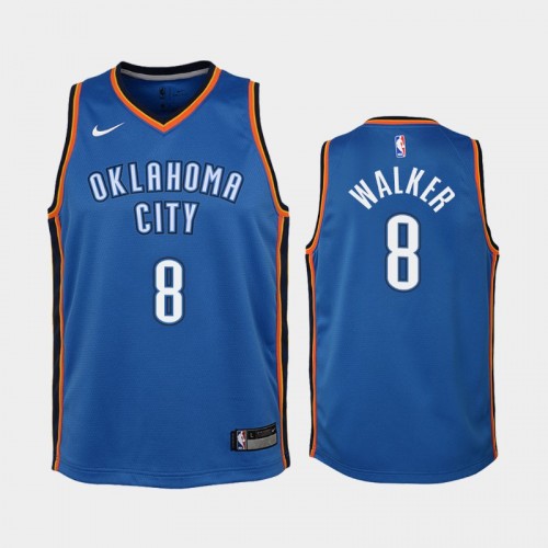 Oklahoma City Thunder Kemba Walker Youth #8 Icon Edition 2021 Trade Blue Jersey