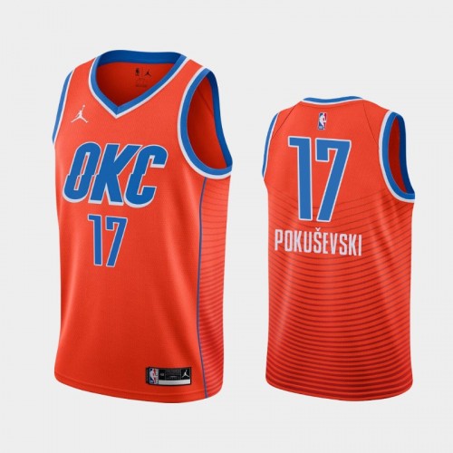 Men's Oklahoma City Thunder Aleksej Pokusevski #17 Statement 2020 NBA Draft First Round Pick Orange Jersey