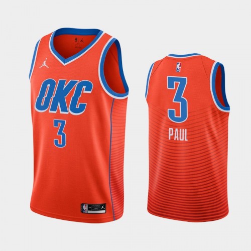 Men's Oklahoma City Thunder #3 Chris Paul 2020-21 Statement Orange Jersey