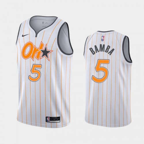 Men's Orlando Magic #5 Mo Bamba 2020-21 City White Jersey