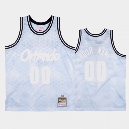 Orlando Magic #00 Custom White 1994-95 Cloudy Skies Jersey - Hardwood Classics
